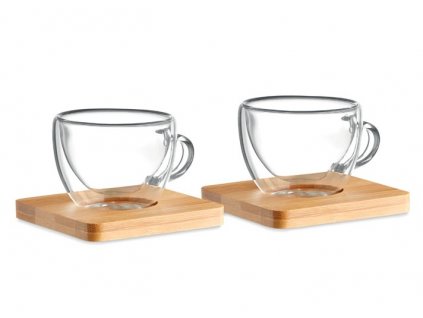 Sada dvou izotermických šálků 90 ml s bambusovým podtáckem