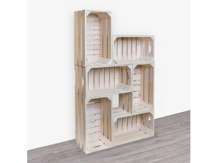 Dřevěné bedýnky knihovna 62x102x20 cm