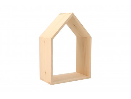 Dřevěná polička domeček otevřená - malá