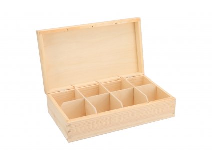 Dřevěná krabička na čaj (8 přihrádek)