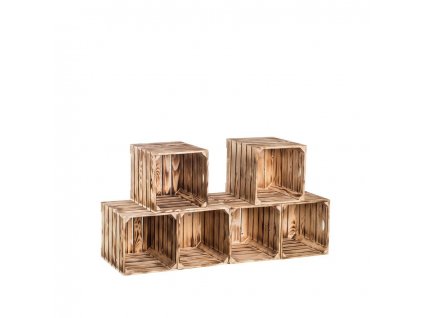 Dřevěné opálené bedýnky botník 120 x 60 x 35 cm