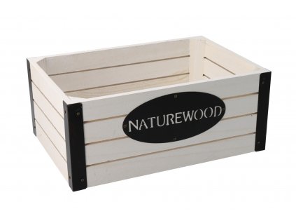 Dřevěná bedýnka s kovovými hranami nature wood 31 x 21 x 13 cm