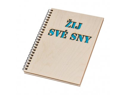 Dřevěný blok A5 - žij své sny modrý