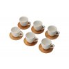 Dřevěný podtácek s porcelánovým hrníčkem 6 ks