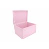 Dřevěný box s víkem 40x30x23 cm - růžový