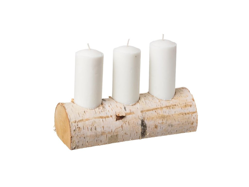 Svietnik z brezy na tri sviečky