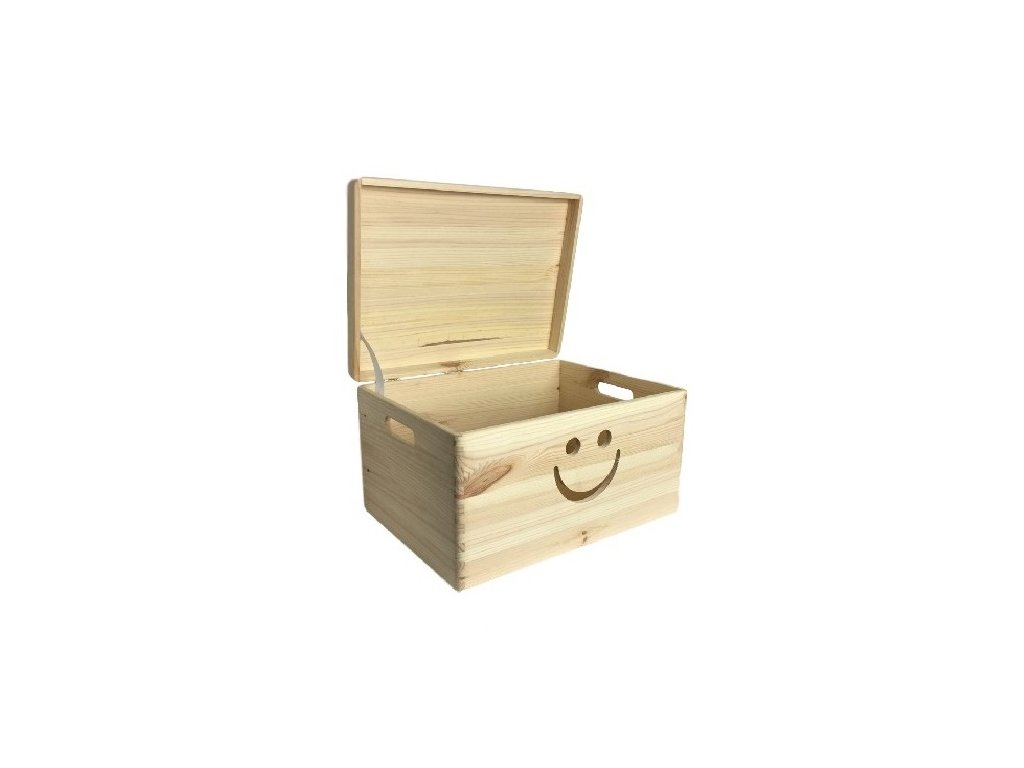 Drevený box s úsmevom 40 x 30 x 23 cm a viekom