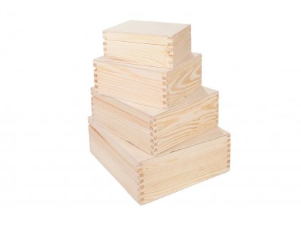 Drevené krabičky - set 4ks