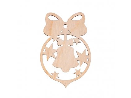 Drevená vianočná výzdoba - zvonček s mašľou