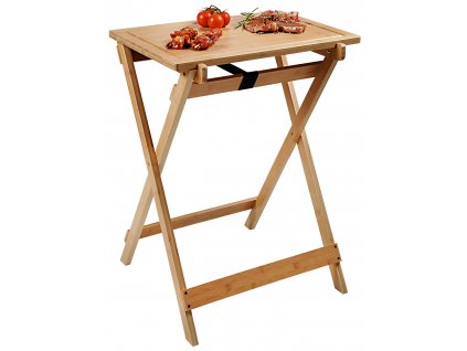 Rozkladací BBQ stolík bambusový - 60 x 40 x 79 cm