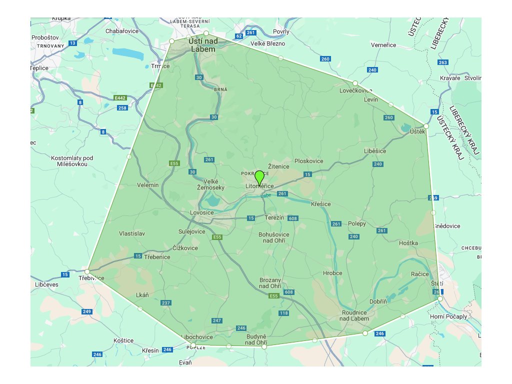 Mapa oblasti působení Čisté hroby