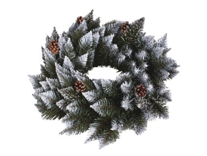 Věneček se šiškami vánoční s bílými konci umělý d40cm