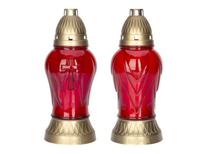 Lampa hřbitovní DEKOR MIX skleněná 150g d11x27,5cm cervena