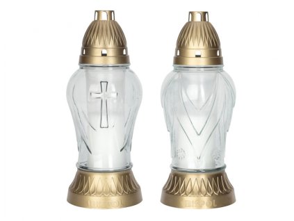 Lampa hřbitovní DEKOR MIX skleněná 150g d11x27,5cm bílá