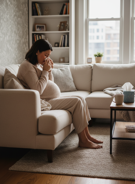 Tehotenská nádcha – čo ju spôsobuje a ako si bezpečne uvoľniť nos?