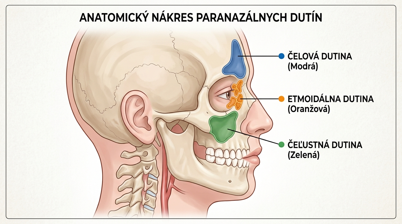 Anatómia prínosových dutín – kde sa nachádzajú čelové, čeľustné a čuchové dutiny v lebke