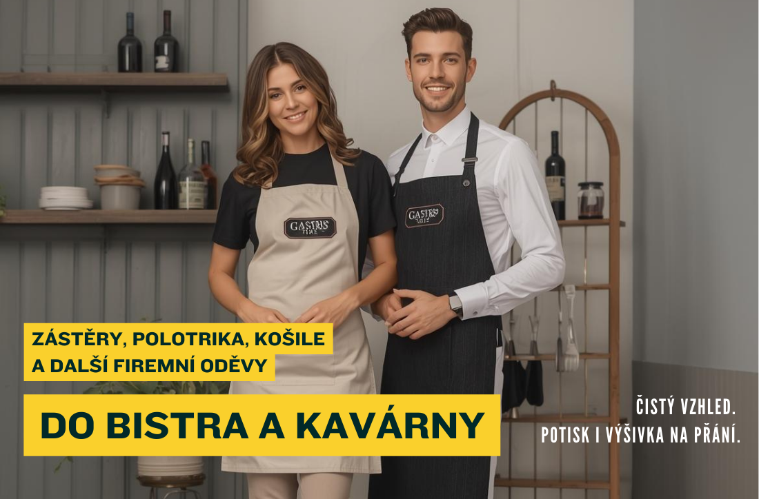 Oblečení pro kavárny s potiskem či výšivkou