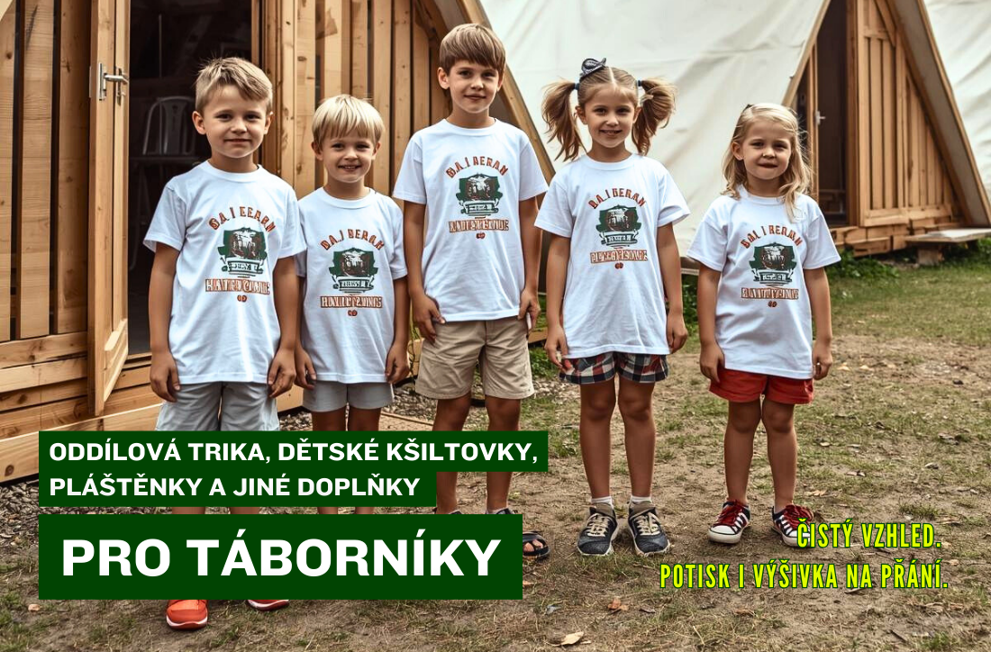 Oddílové oblečení pro tábory s potiskem či výšivkou