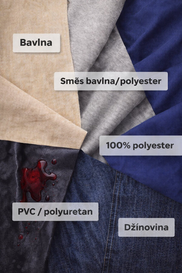 Různé typy materiálů, které se použíjí na výrobu zástěr