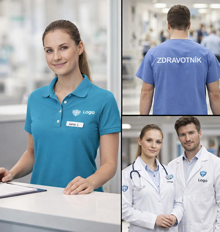 Ukázka umístění potisku na zdravotnickém oblečení