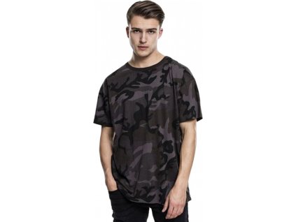 Maskáčové pánské tričko v oversize střihu (Velikost S, Barva zelená olivová kamufláž)