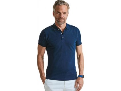Pánské strečové polo tričko s límečkem a krátkými rukávy (Barva modrá azurová, Velikost 3XL)