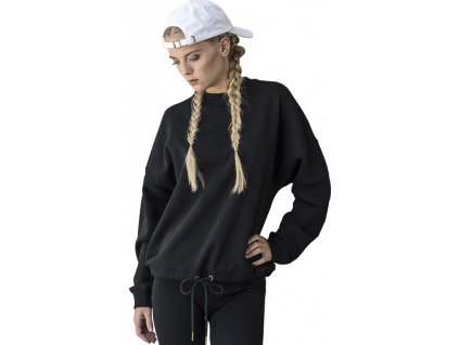 Dámská oversize mikina přes hlavu, spadlé rukávy (Velikost XS, Barva černá)
