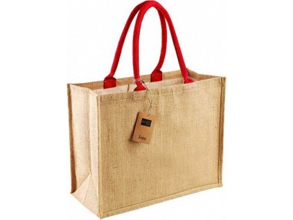 Barevná jutová nákupní taška s tkanými držadly 21 l