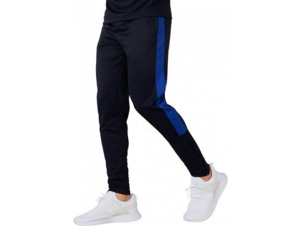 Sportovní tepláky s kontrastními bočními díly a zipy nad kotníky (Barva Black-Emerald, Velikost 3XL)