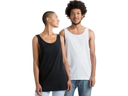 Prodloužené unisex tílko z organické bavlny se širokými ramínky (Barva černá, Velikost L)