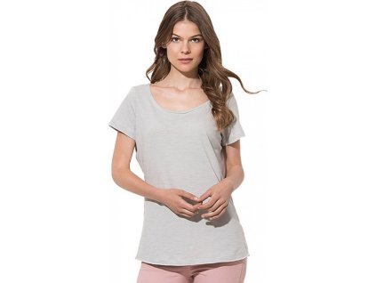 Lehké oversize tričko Sharon s kulatými lemy (Velikost S, Barva modrá pudrová)