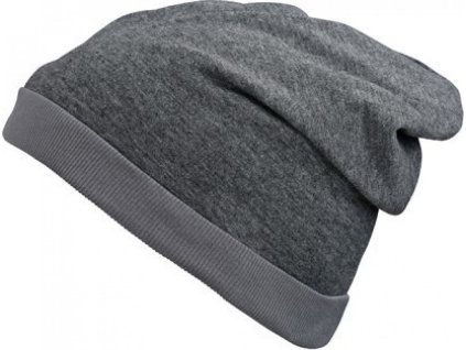 Letní lehounká ohrnovací čepice beanie (Barva černá melír - šedá tmavá)