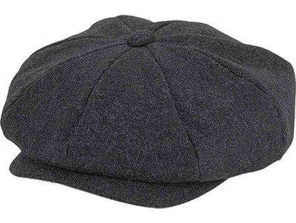 Vlněná bekovka pekařka s podšívkou a prošitým kšiltem (Barva šedá uhlová melír, Velikost L/XL)