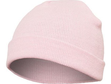 Silná ohrnovací beanie čepice z husté pleteniny (Barva růžová světlá)