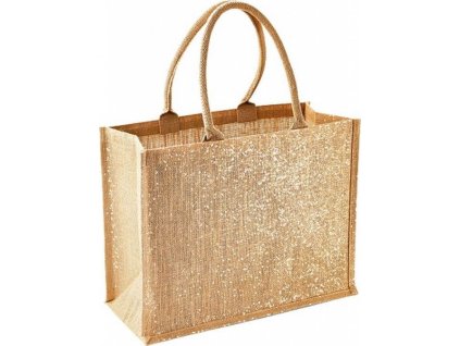 Třpytivá nákupní / dárková taška z juty 21 l (Velikost 42 x 33 x 19 cm, Barva Natural Gold)