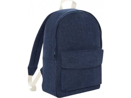 Elegantní městský batoh z denimu s přední kapsou na zip (Barva modrý denim, Velikost 43 x 28 x 15 cm)