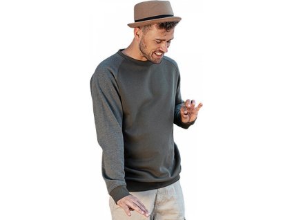 Silnější mikina Miners Mate přes hlavu s kontrastními rukávy (Barva černá mikina s melírovými rukávy, Velikost 3XL)