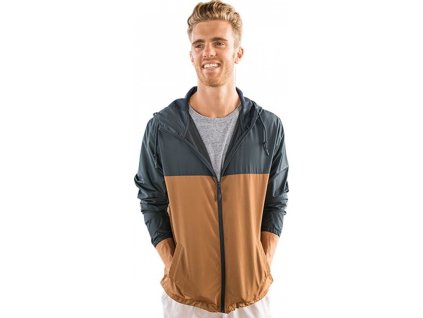 Pánská lehká voděodolná větrovka s kapucí (Barva Aqua-Aqua-White, Velikost 3XL)