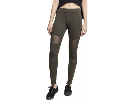 Dámské legíny Urban Classics se síťovanými vsadkami na přední straně (Velikost 3XL, Barva černá)