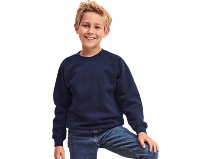 Dětská prémiová mikina Fruit of the Loom s raglánovými rukávy (Velikost 104, Barva černá)