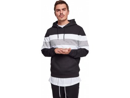 Pruhovaná pánská mikina Urban Classics (Barva černá - bílá - šedá, Velikost 3XL)