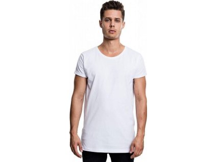 Prodloužené pánské triko Urban Classics s bočním zipem (Barva bílá, Velikost L)