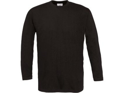 Pánské předsrážené bavlněné triko s dlouhým rukávem BC Exact (Velikost S, Barva černá)