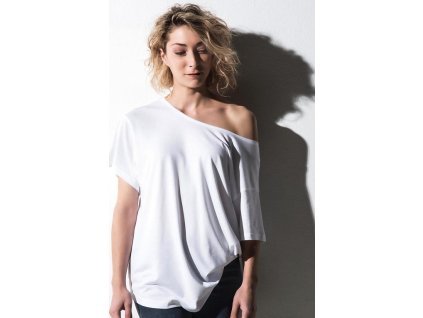 Módní oversize tričko Kate z vizkózy a organické bavlny (Velikost S/M, Barva bílá)