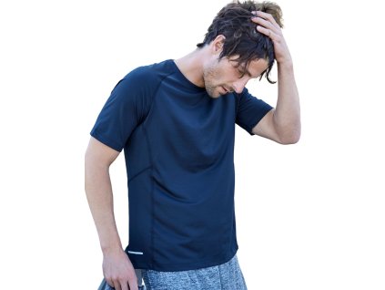 Rychleschnoucí pánské funkční triko CoolDry s reflexním potiskem (Barva černá melange, Velikost 3XL)
