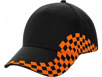 Kšiltovka Grand Prix s kostkovanou výšivkou, na suchý zip (Barva černá)