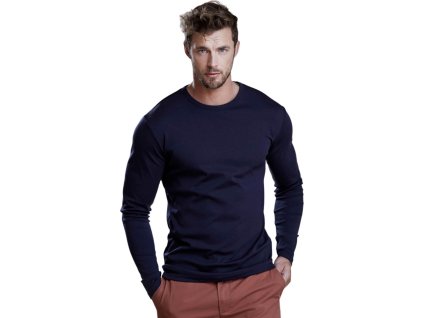Teplé pánské organické triko Tee Jays interlock s dlouhým rukávem 220 g/m (Velikost S, Barva černá)