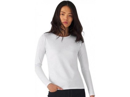 Dámské teplé bavlněné triko BC s dlouhým rukávem 190 g/m (Barva černá, Velikost 3XL)