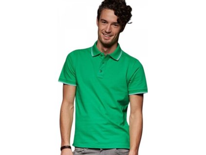 Pánská polokošile James and Nicholson s elastanem a kontrastními proužky (Barva černá - bílá, Velikost 3XL)