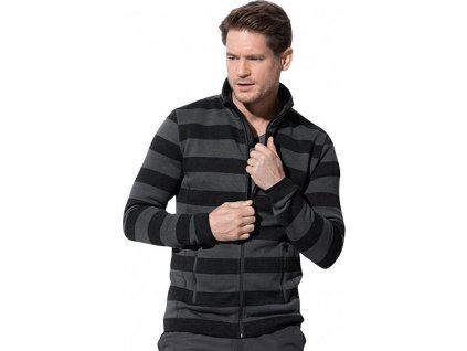 Pánská pruhovaná fleecová mikina Stedman se stojáčkem 280 g/m (Velikost S, Barva modro-černá)